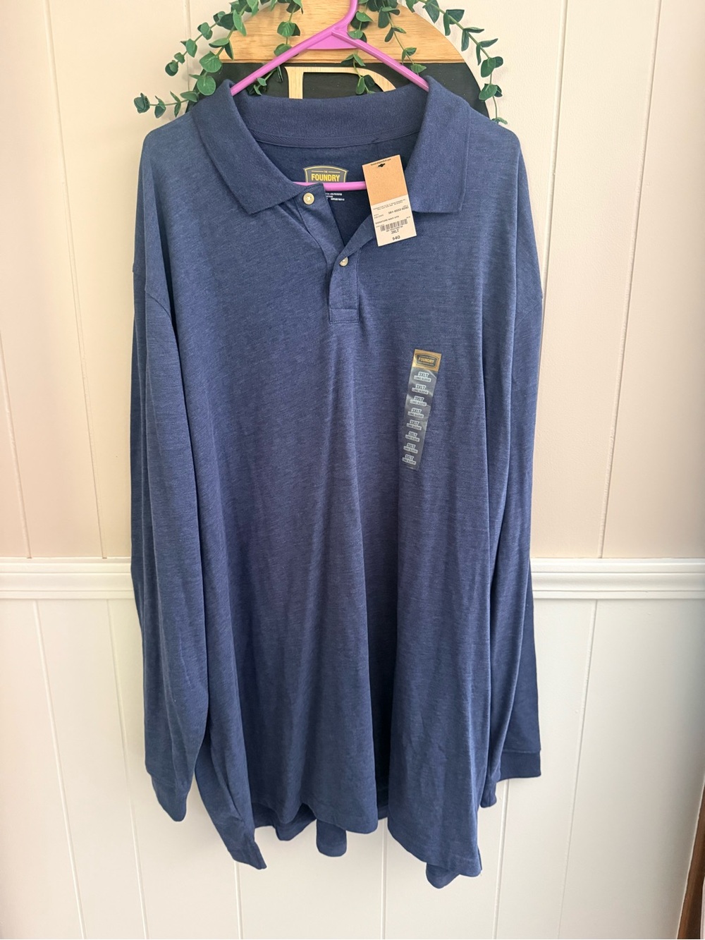 The Foundry Supply Co. Men's Long-Sleeve Polo Shirt - Blue